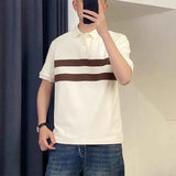 Riolio  Summer Men Color Matching Polo Shirts Korean Male Clothing T-shirt Versatile Casual Fashion Basic Lapel Loose Short Sleeves Tops