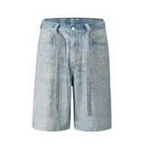 Riolio Full Rhinestone Print Washed Blue Baggy Jeans Mens and Women Ropa Hombre Streetwear Solid Casual Denim Trousers Loose Cargos