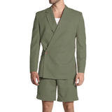 Riolio  Men's Large-sized Business Suit Set for Summer Linen Wedding Groom Slim-fit Suit Jacket Pants Wedding Outfit