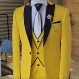 Riolio  Men's Solid Slim Fit 3-Piece Business Suit Set with Blazer Vest And Pant for Wedding Party Luxury Fashion Tuxedo