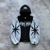 Riolio Y2K vintage zip up hoodie Harajuku Patchwork Gothic streetwear Hip Hop Oversized Hoodie Men women Sweatshirt Fashion Casual Tops