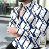 Riolio Geometric Pattern Men's Fashion Shirt Long Sleeve Slim Fit Trendy Casual Tops Men's Clothing Graffiti Streetwear Oversized S-6XL