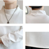 Riolio Solid T-shirts Men Fashion Simple All-match Autumn Loose Casual Korean Style Streetwear Youthful Basic City Boy Popular Chic