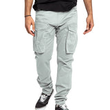 Riolio  independent station spring and summer new plus size men's cargo pants solid color multi-pocket casual pants men's model