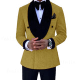Riolio Luxury Red Glitter Suits Men Groom Wedding Tuxedo Double Breasted Blazer Formal Evening Party Prom Dress 2 Pieces Set