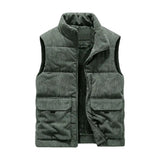 Riolio New Vest Jacket Men's Autumn Winter Warm Sleeveless Coat Stand Collar Padded Waistcoat Corduroy Work Wear Male Clothes 5XL