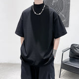 Riolio  Streetwear Turtleneck Men Tshirt Solid Hip Hop Male Oversized T shirts Man Casual Short Sleeve Top Tees Black/White/Purple