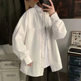 Riolio  Handsome Button Loose Shirts Turn-down Collar Solid Man Business Casual Spring Summer Thin Young Style Men's Clothing Fashion