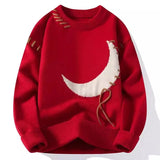 Riolio Trendy Men's Loose-Fit Knitted Sweater Casual Thickened Warm Round Neck Autumn/Winter Perfect For High School Students
