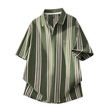 Riolio  Soft Lightweight Men's T-Shirt Versatile Top Summer Polo Shirt Fashion Stripes Trendy Fit Stylish Comfortable High-Quality Daily