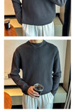 Riolio  New Korean Retro Men Basic Sweater Luxury Knitted Solid Color O Neck Long Sleeve Pullover Casual Slim Premium Quality Knitwear