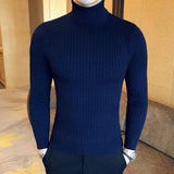 Riolio Winter High Neck Thick Warm Sweater Men Turtleneck Brand Mens Sweaters Slim Fit Pullover Men Knitwear Male Double Collar