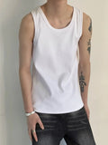 Riolio  Summer New Men's Ribbed Vest Loose Sleeveless Sports Base Layer