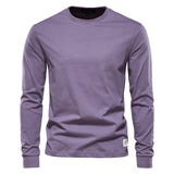 Spring New men T Shirt Fashion O-neck Long Sleeved Cotton Mens Tshirts High Quality  Man T-shirt 12 Color