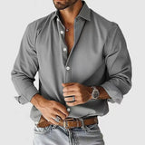 Riolio  Autumn Men's Vintage Shirt Spring Casual Long Sleeve Button Turn-down Collar Seaside Beach Style Solid Ahirts For Male Cardigan