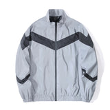 Riolio  Night Reflective Jacket Men Outdoor Running Cycling High Visibility Safety Clothes Fashion Spliced Stand Collar Windproof Coats