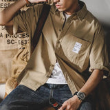 Riolio  American Casual Work Shirt Men Short-sleeved Summer Trendy Japanese Half-sleeved Cardigan Loose Jacket