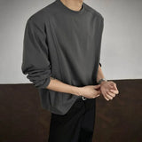 Riolio  Mens T-Shirt Deconstructed Plain Casual T-Shirt Streetwear Fashion Daily Versatile Outdoor Trend Long-Sleeved Top Men'S Clothing