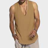 Riolio  Summer Casual Loose V Neck Tank Tops Mens Sport Camisole Fashion Solid Straps Sleeveless Basic Tops Vest Men Oversize Streetwear