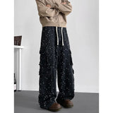 Riolio  Cargo jean pants Men Wide Leg DenimLoose Straight Baggy Men's Jeans hip hop Streetwear Skateboard Neutral denim Trousers