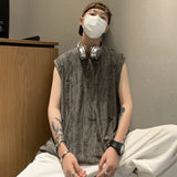 Riolio Tanks Men Ripped Y2k Tops American Streetwear Hip Hop Loose Sleeveless Summer Clothes Sporty All-match Handsome Vintage