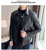 Riolio Windproof Stand Collar Zipper Cardigan Leather Jacket Motorcycle Leather Coat PU Leather Business Leather Jackets Men's Fashion