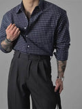 Riolio  American Sle Hard Man Plaid irt Men's Bubble Cloth Texture Loose Long Sve Open Cardigan Casual Workwear ket Sle S...