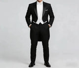 Riolio  Black Tailcoat For Men Wedding Formal Shawl Lapel 3PCS Suit Groom Suit Set Jacket Pant Wedding Occasion
