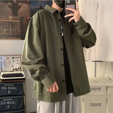 Riolio  Handsome Button Loose Shirts Turn-down Collar Solid Man Business Casual Spring Summer Thin Young Style Men's Clothing Fashion