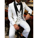 Riolio  Elegant Men's Gray Three-Piece Formal Suit Set Shoulder-attached Collar Formal Wedding And Ball Suit Set
