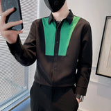 Riolio  High-end Color Block Shirt Men's Long-sleeved Fashionable Casual Shirt Fashionable Trendy Men