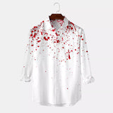Riolio Male Party Halloween Bloodstain Printed Shirt Long Sleeve Turn Down Ethnic Retro Breathable Camisas De Hombre Solid Shirts