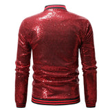 Riolio Shiny Sequins Sparkle Bomber Jacket Men Newest Gold Glitter Striped Zipper Mens Jackets And Coats Party Dance Show Clothes