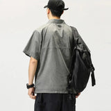 Riolio American Retro ort Sve  irt Men Summer Trendy Loose Workwear irt T-irt Men Turn-down Collar Casual Faion