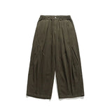 Riolio  Men Japanese Retro Curved Wide Leg Cargo Pants Washed Cotton Loose Draping Floor Length Casual Trousers Unisex