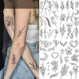 Riolio Black Flower Tattoo Sketch Tattoo Sticker  Rose Blossom Tattoo Temporary Waterproof