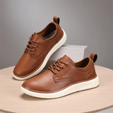 Riolio  Men's Shoes PU Fabric Spring and Autumn Brown Men's Casual Shoes Black Comfortable Classic Walking Shoes Flat Bottom