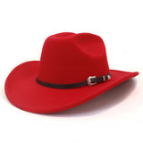 Riolio  Vintage Western Cowboy Hat with Black Belt Men's Felt Fedora Hat Women Jazz Cowgirl Cap Cloche Church Sombrero Hombre Caps