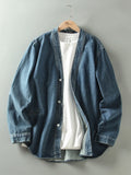 Riolio Casual V-Ne Denim Jaet Men's Spring Autumn New Sle Waed out Distred Coat Stand Fit Long Sve Oute...