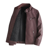 Riolio Stand Collar Slim Pu Leather Jacket Autumn Men fleece warm Motorcycle Causal Coat Male Moto Biker Coat Trendy Mens Clothing