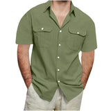 Riolio  Men's Short Sleeve Button-Down Shirt with Dual Pockets