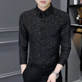 Riolio  Spring and Autumn Jacket Trendy Men Long Sleeve Shirt Sequin Slim Slim Slim Sleeve Cardigan