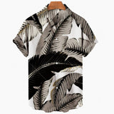 Riolio Summer Hawaiian Shirt For Men 3D Retro Coconut Tree Pattern Short Sleeve Vacation Breathable Casual Design Clothing Fashion