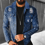 Riolio Men's Denim jacket Autumn Casual Pure Cotton Slim Fit  Stylish Motorcycle Jean Jacket Streetwear Men Coats