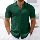 Riolio  Summer New Trend Men Fashion Polo Shirt Light Luxury Textured Knit T-shirt American Style Short Sleeve Casual Cardigan Tops