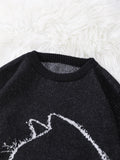 Riolio  New Popular Autumn and Winter Simple Kitten Jacquard Double-Sided Pattern Pullover Sweater Casual Round Neck Knitted Men's Pullover