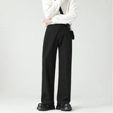 Riolio  Autumn New Men's Black Gray Suit Pants Loose Straight Drape Solid Color Elastic Business Work Casual Trousers Fashion Clothing
