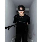 Riolio European and American Summer Trendy Handsome Personality Letter Round Neck Short Sleeve Couple Hip Hop Loose Casual T-shirt Top