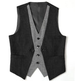 Riolio  Men's Suits Vest V Neck Fake Two Pieces Herringbone Wool Business Fashion Style Formal Men's Waiscoat For Wedding
