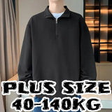 Riolio Plus Size Autumn New Hoodies Men Korean Fashion Heavy Cotton Long Sleeved Half Zip-Up Sweatshirts